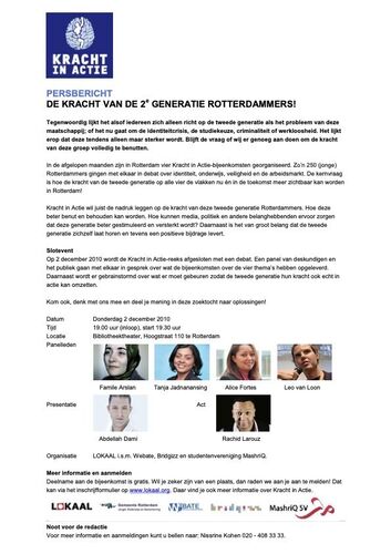 Persbericht — Kracht in Actie